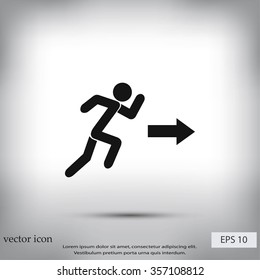  running man figure and direction arrow icon