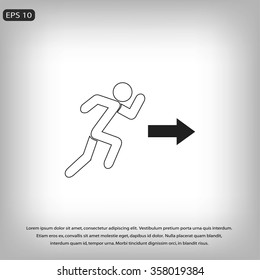  running man figure and direction arrow icon vector