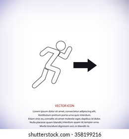  running man figure and direction arrow icon vector