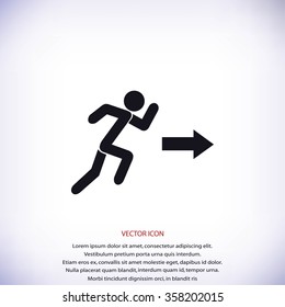  running man figure and direction arrow icon