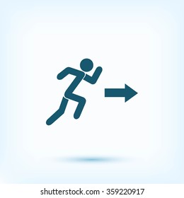  running man figure and direction arrow icon