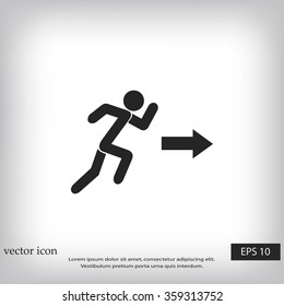  running man figure and direction arrow icon
