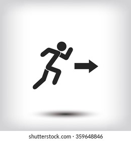  running man figure and direction arrow icon