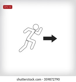  running man figure and direction arrow icon vector