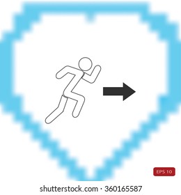  running man figure and direction arrow icon vector