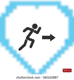  running man figure and direction arrow icon