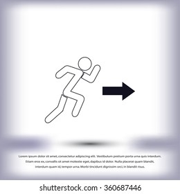  running man figure and direction arrow icon vector