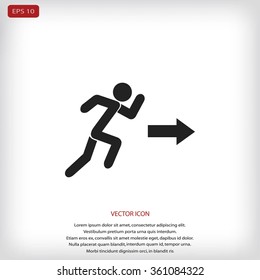 running man figure and direction arrow icon