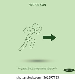  running man figure and direction arrow icon vector