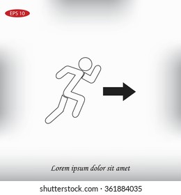  running man figure and direction arrow icon vector