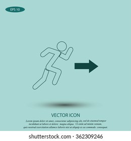  running man figure and direction arrow icon vector