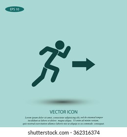  running man figure and direction arrow icon