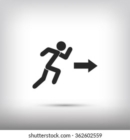  running man figure and direction arrow icon