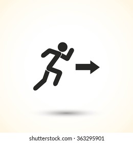  running man figure and direction arrow icon