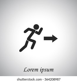  running man figure and direction arrow icon