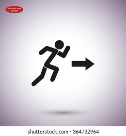  running man figure and direction arrow icon