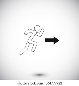  running man figure and direction arrow icon vector