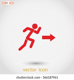  running man figure and direction arrow icon
