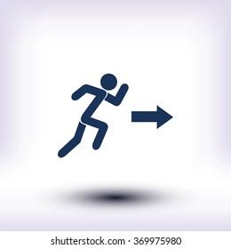  running man figure and direction arrow icon