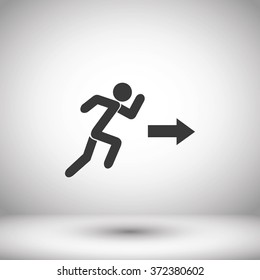  running man figure and direction arrow icon