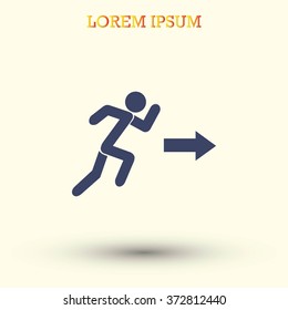  running man figure and direction arrow icon