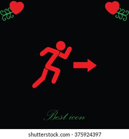  running man figure and direction arrow icon