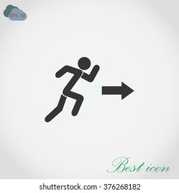  running man figure and direction arrow icon