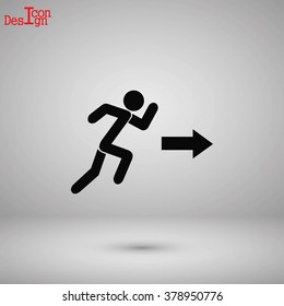  running man figure and direction arrow icon