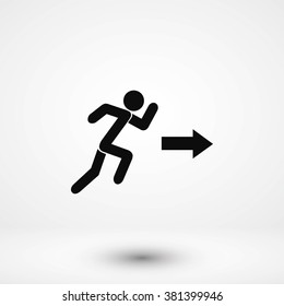  running man figure and direction arrow icon