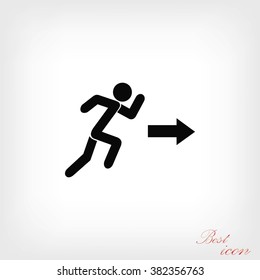  running man figure and direction arrow icon