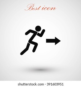  running man figure and direction arrow icon