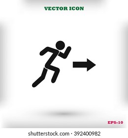  running man figure and direction arrow icon
