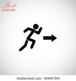  running man figure and direction arrow icon