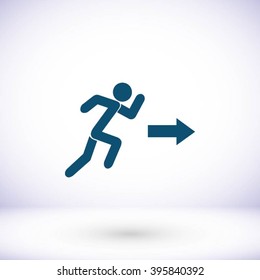  running man figure and direction arrow icon
