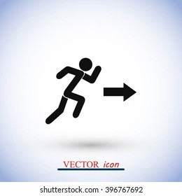  running man figure and direction arrow icon