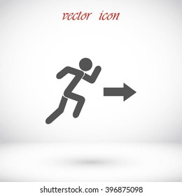  running man figure and direction arrow icon