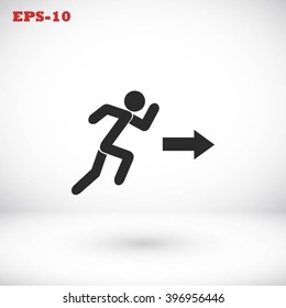  running man figure and direction arrow icon