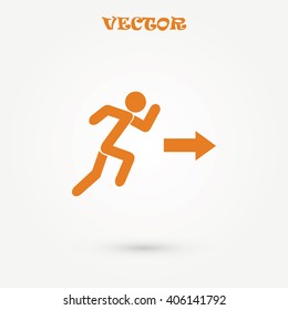  running man figure and direction arrow icon