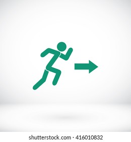  running man figure and direction arrow icon