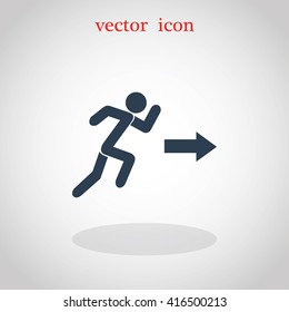  running man figure and direction arrow icon
