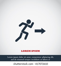  running man figure and direction arrow icon