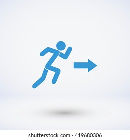  running man figure and direction arrow icon