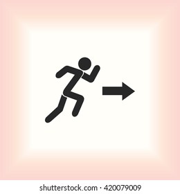  running man figure and direction arrow icon