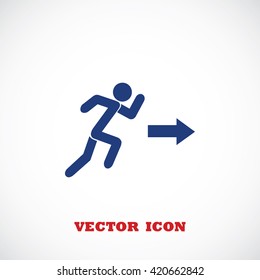  running man figure and direction arrow icon