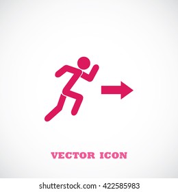 running man figure and direction arrow icon