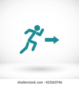  running man figure and direction arrow icon