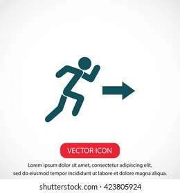  running man figure and direction arrow icon