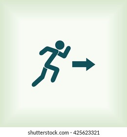  running man figure and direction arrow icon