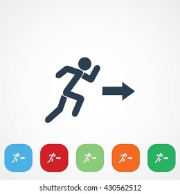  running man figure and direction arrow icon