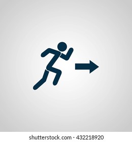  running man figure and direction arrow icon